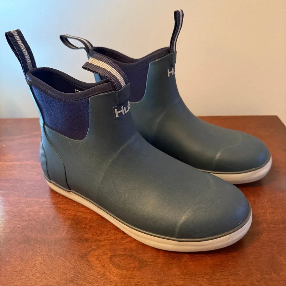 HUK Rogue Wave Waterproof Deck Boots Blue Size 7